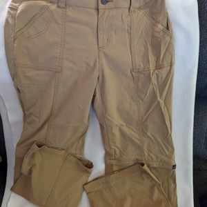 Prana zip off convertible travel pants in tan women's 14
